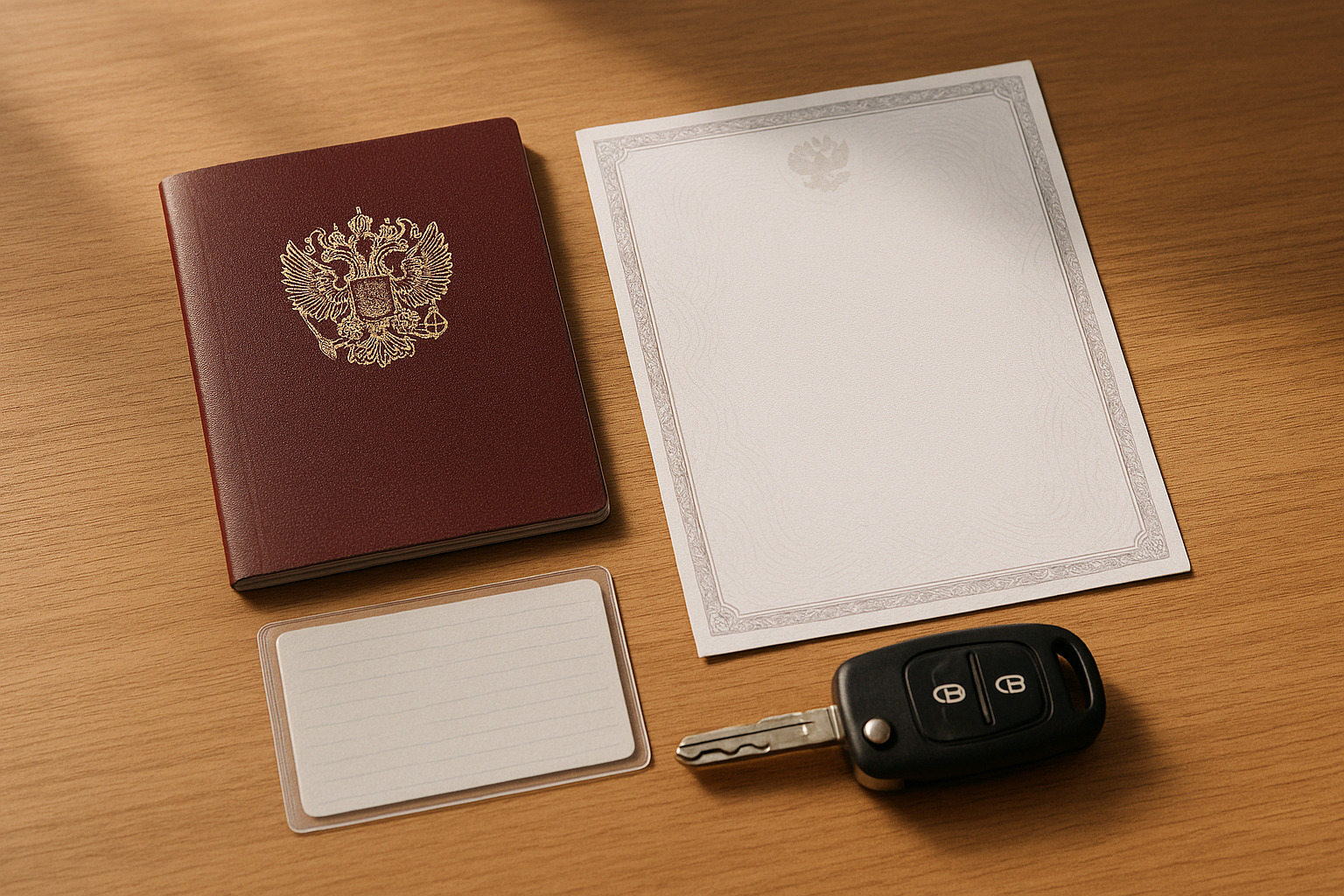 Какие документы нужны для займа под ПТС Документы для займа под ПТС — паспорт, ПТС и СТС на столе